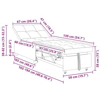 Sofa Bett 3-in-1 Ausziehbarer Schwarzer Samt