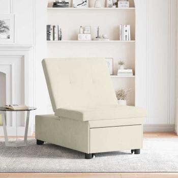 Schlafsofa 3-in-1 Ausziehbar Creme Samt