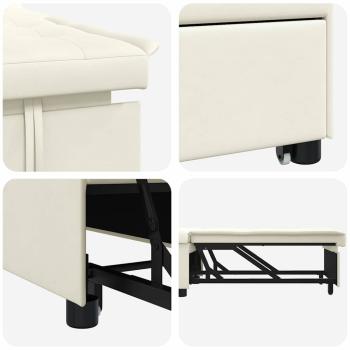 Schlafsofa 3-in-1 Ausziehbar Creme Samt