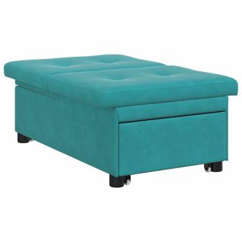 ARDEBO.de - Schlafsofa 3-in-1 Ausziehdesign Türkis Samt