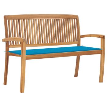 ARDEBO.de - Stapelbare Gartenbank mit Auflage 128,5 cm Massivholz Teak