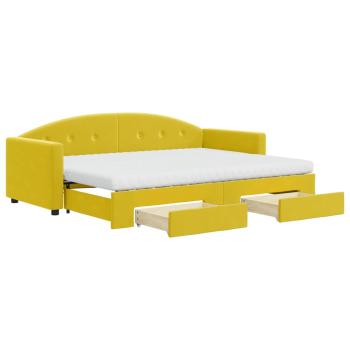 Tagesbett Ausziehbar mit Schubladen Gelb 80x200 cm Samt