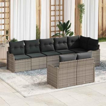 ARDEBO.de - Gartensofa-set 8 stk. Grau Poly-Rattan