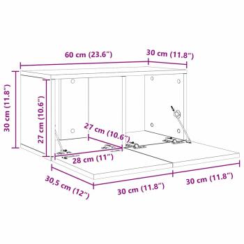 TV-Schrank-Set 4 pcs Schwarz Eiche Mittel 30 x 60 x 30,5 cm