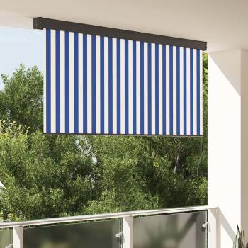 ARDEBO.de - Outdoor Rollo Gestreift Verstellbar Blau und weiß 200 x 250 cm Stoff