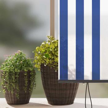 Outdoor Rollo Gestreift Verstellbar Blau und weiß 200 x 250 cm Stoff