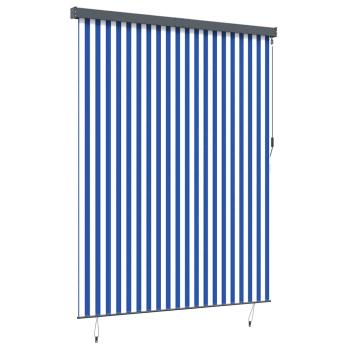 Outdoor Rollo Gestreift Verstellbar Blau und weiß 200 x 250 cm Stoff