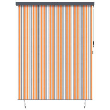 ARDEBO.de - Outdoor Rollo Gestreift Verstellbar Gelb und Blau 200 x 250 cm Stoff