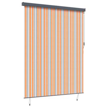 Outdoor Rollo Gestreift Verstellbar Gelb und Blau 200 x 250 cm Stoff