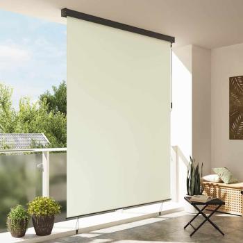 Outdoor Rollo Gestreift Verstellbar Creme 200 x 250 cm Stoff