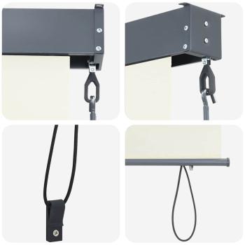 Outdoor Rollo Gestreift Verstellbar Creme 200 x 250 cm Stoff