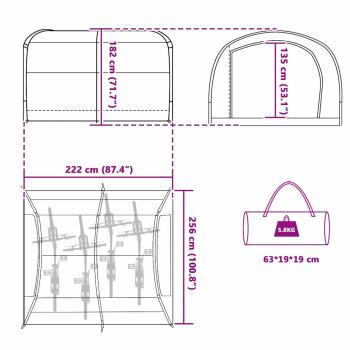 Fahrradgarage mit Dach mit Speicher Grau und Orange 256 x 222 x 182 cm