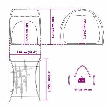 Fahrradgarage mit Dach mit Speicher Blau 218 x 156 x 180 cm