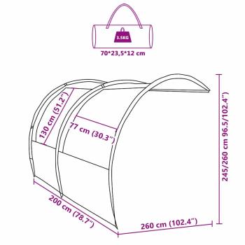 Wasserfester Tarp 260 x 200 x 260 cm