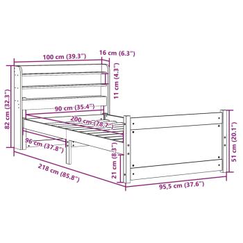 Bettgestell mit Kopfteil ohne Matratze Weiß 90x200 cm