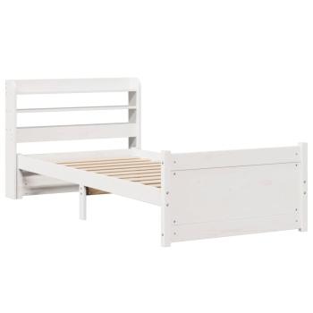 Bettgestell mit Kopfteil ohne Matratze Weiß 90x200 cm