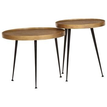 ARDEBO.de - Couchtisch 2 Stk. Golden Holzwerkstoff