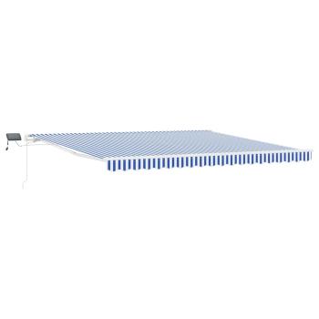 Einziehbare Markise Blau und weiß 5 x 3 m Stoff und Metall