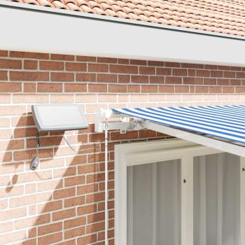 Einziehbare Markise Blau und weiß 3.5 x 2.5 m Stoff und Metall