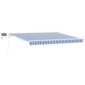 Einziehbare Markise Blau und weiß 3.5 x 2.5 m Stoff und Metall