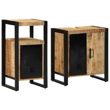 Badezimmermöbel Set 2 pcs Braun Massives, grobes Mangoholz