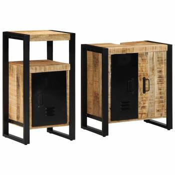 Badezimmermöbel Set 2 pcs Braun Massives, grobes Mangoholz