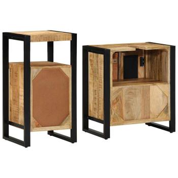 Badezimmermöbel Set 2 pcs Braun Massives, grobes Mangoholz