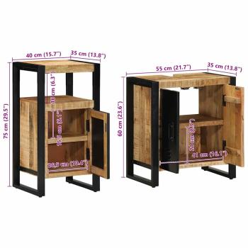 Badezimmermöbel Set 2 pcs Braun Massives, grobes Mangoholz