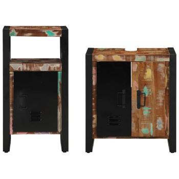 Badezimmermöbel Set mit Regal 2 pcs Braun recyceltes Massivholz