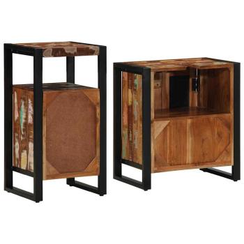 Badezimmermöbel Set mit Regal 2 pcs Braun recyceltes Massivholz