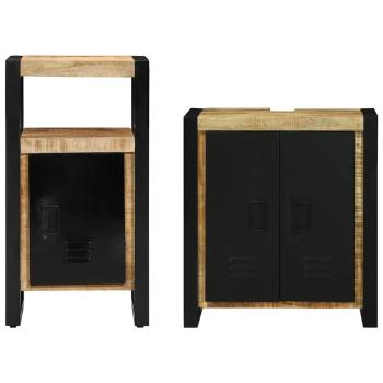 Badezimmermöbel Set 2 pcs Braun Massives, grobes Mangoholz