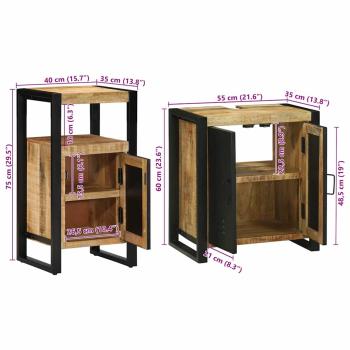 Badezimmermöbel Set 2 pcs Braun Massives, grobes Mangoholz