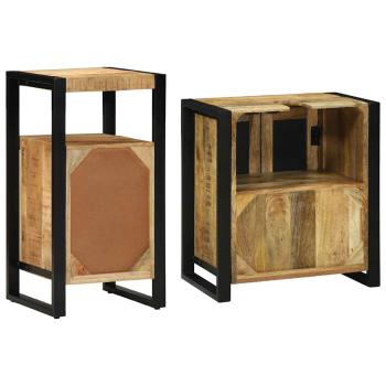 Badezimmermöbel Set 2 pcs Braun Massives, grobes Mangoholz