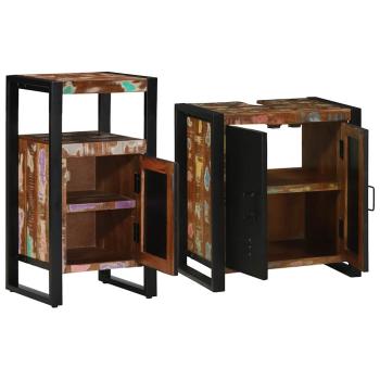 Badezimmermöbel Set mit Regal 2 pcs Braun recyceltes Massivholz