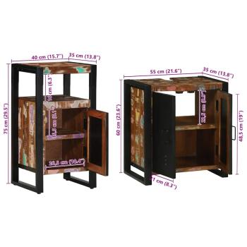 Badezimmermöbel Set mit Regal 2 pcs Braun recyceltes Massivholz