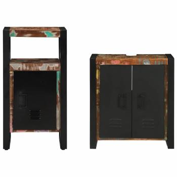 Badezimmermöbel Set mit Regal 2 pcs Braun recyceltes Massivholz