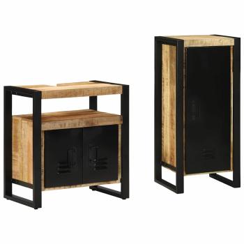 ARDEBO.de - Badezimmermöbel Set mit Regal 2 pcs Braun Massives Mango-Holz