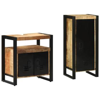 Badezimmermöbel Set mit Regal 2 pcs Braun Massives Mango-Holz