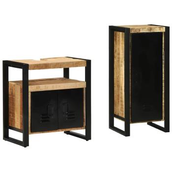 Badezimmermöbel Set mit Regal 2 pcs Braun Massives Mango-Holz