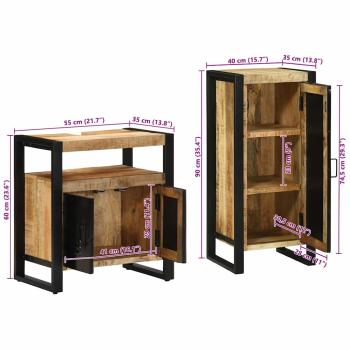 Badezimmermöbel Set mit Regal 2 pcs Braun Massives Mango-Holz