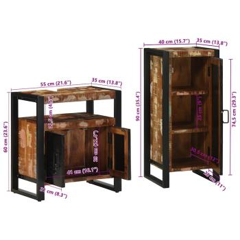 Badezimmermöbel Set 2 pcs Mehrfarbig Massives recyceltes Holz