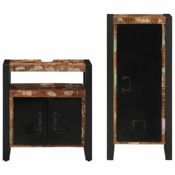 Badezimmermöbel Set 2 pcs Mehrfarbig Massives recyceltes Holz