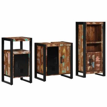 ARDEBO.de - Badezimmermöbel Set 3 pcs Mehrfarbig Massives recyceltes Holz