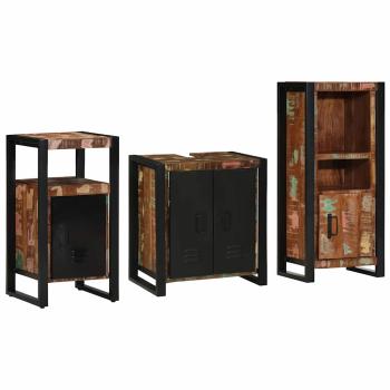 ARDEBO.de - Badezimmermöbel Set 3 pcs Mehrfarbig Massives recyceltes Holz