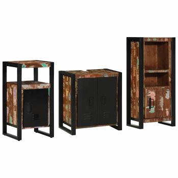 Badezimmermöbel Set 3 pcs Mehrfarbig Massives recyceltes Holz