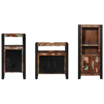 Badezimmermöbel Set 3 pcs Mehrfarbig Massives recyceltes Holz