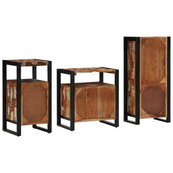 Badezimmermöbel Set 3 pcs Mehrfarbig Massives recyceltes Holz