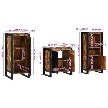 Badezimmermöbel Set 3 pcs Mehrfarbig Massives recyceltes Holz