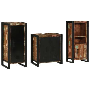Badezimmermöbel Set 3 pcs Mehrfarbig Massives recyceltes Holz
