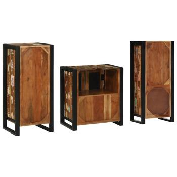Badezimmermöbel Set 3 pcs Mehrfarbig Massives recyceltes Holz